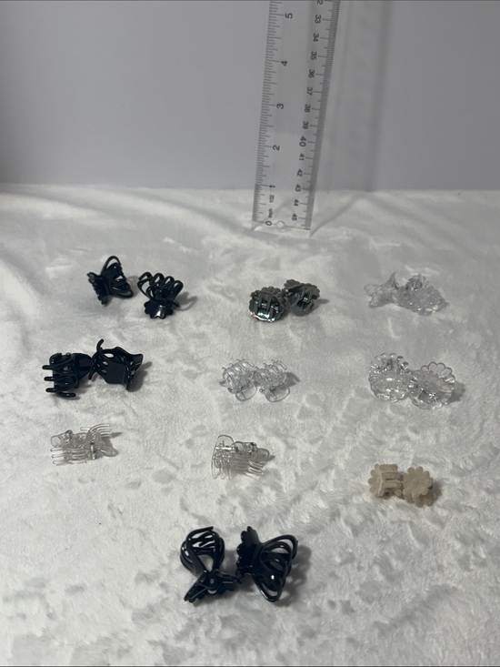Accessories - Mini hair clips different color and shapes black clear and more lot of 10 pairs